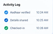 An activity log with three events