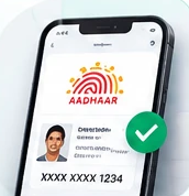 A phone showing a verified Aadhaar