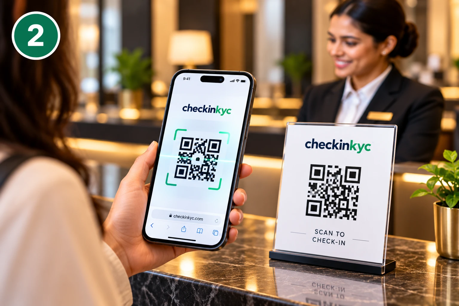 Guest scans the QR code with their phone